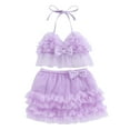 thumbnail image 1 of Bagilaanoe Newborn Baby Girls Swimsuits 2 Piece Bikinis Set Tulle Camisole Tops + Shorts 6M 12M 18M 24M Infant Swimwear Bathing Suit Beachwear, 1 of 8