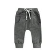 thumbnail image 1 of Bagilaanoe Newborn Boys Girls Trousers Elastic Waist Adjustable Drawstring Plain Leisure Loose Fit Long Pants, 1 of 6