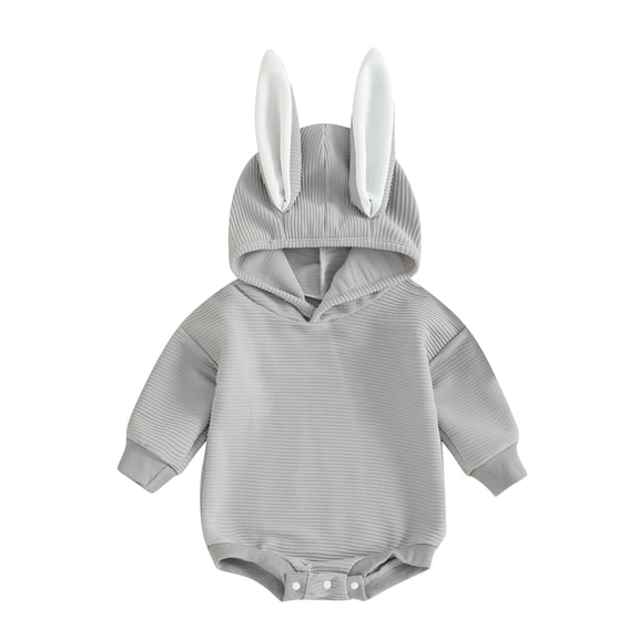 Bagilaanoe Newborn Easter Clothes Baby Girl Hood Romper Sweatshirt Long Sleeve Bodysuits Letter Print Pullover 3M 6M 12M 18M Infant Casual Tee Tops