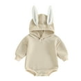thumbnail image 1 of Bagilaanoe Newborn Easter Clothes Baby Girl Hood Romper Sweatshirt Long Sleeve Bodysuits Letter Print Pullover 3M 6M 12M 18M Infant Casual Tee Tops, 1 of 8