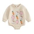 thumbnail image 1 of Bagilaanoe Newborn Easter Clothes Baby Girl Romper Sweatshirt Long Sleeve Bodysuits Carrot Print Pullover 3M 6M 12M 18M Infant Casual Tee Tops, 1 of 8