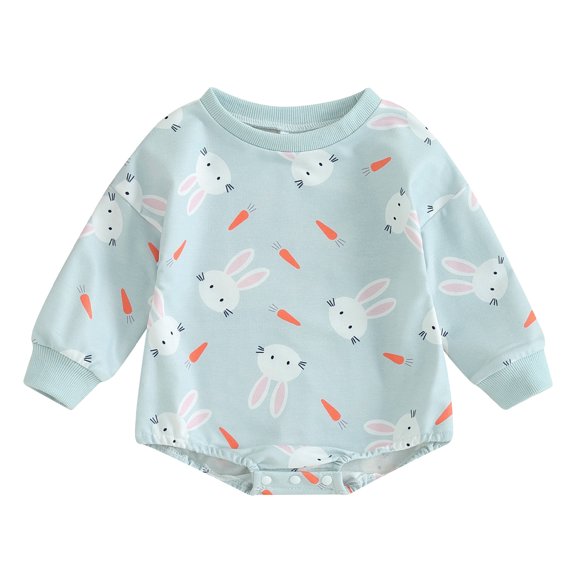 Bagilaanoe Newborn Easter Clothes Baby Girl Romper Sweatshirt Long Sleeve Bodysuits Print Pullover 3M 6M 12M 18M Infant Casual Tee Tops