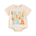 thumbnail image 1 of Bagilaanoe Newborn Easter Outfits Baby Girl Boy Rompers Letter Print Short Sleeve Bodysuits 3M 6M 12M 18M Infant Casual One Piece Short Jumpsuit, 1 of 7