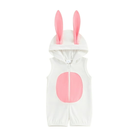 Bagilaanoe Newborn Easter Outfits Baby Girl Boys Hooded Jumpsuit Contrast Color Sleeveless Bodysuit 3M 6M 12M 18M Infant One Piece Romper