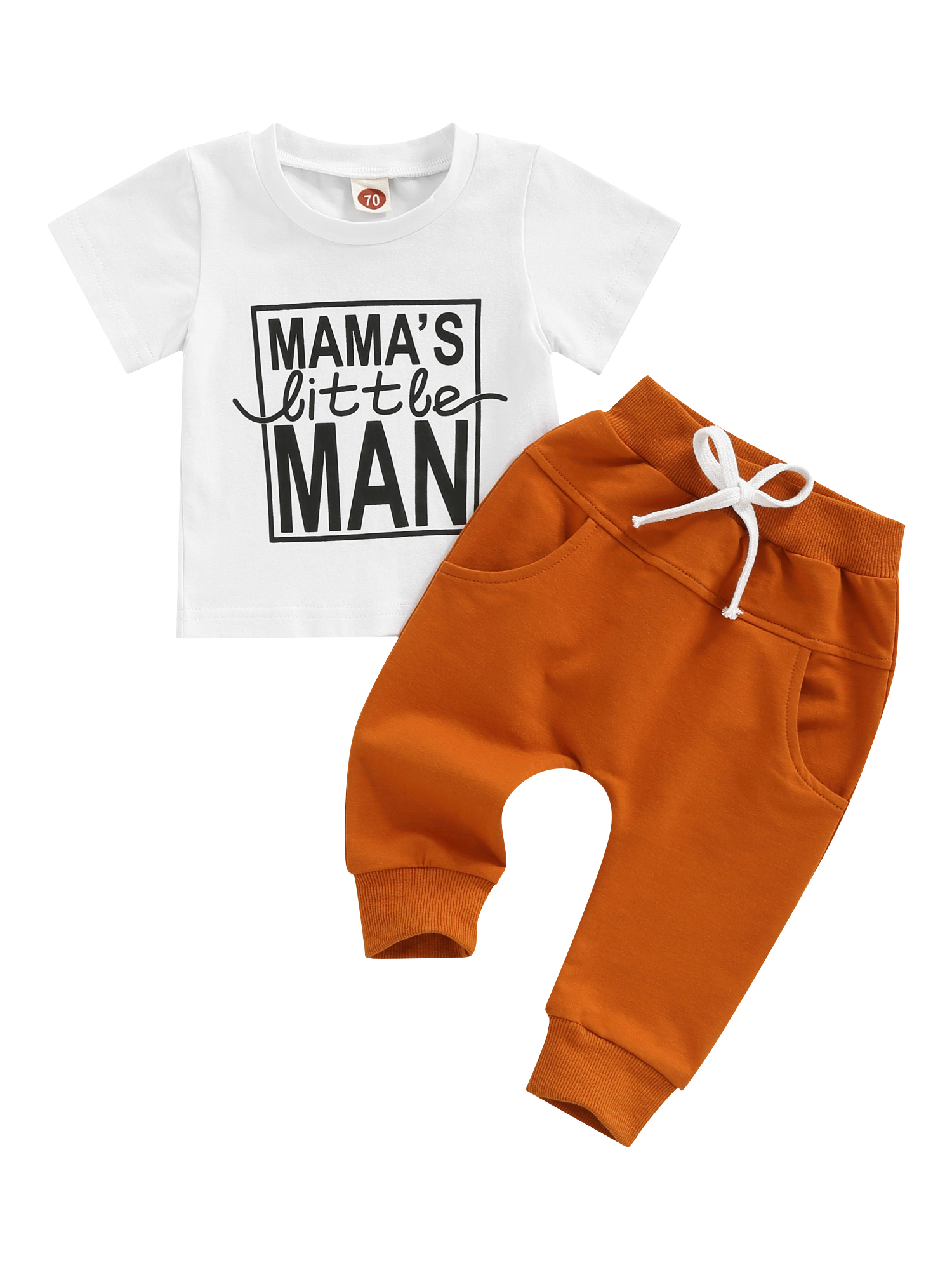 Bagilaanoe Newborn Infant Baby Boys Pants Set Mama's Little Man Print Short Sleeve TShirt Top