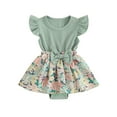thumbnail image 1 of Bagilaanoe Newborn Summer Outfits Baby Girl Rompers Dress Floral Print Fly Sleeve Bodysuits 3M 6M 9M 12M Infant Patchwork A-line Dresses, 1 of 7