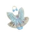 thumbnail image 1 of Bagilaanoe Newborn Summer Outfits Baby Girl Rompers Dress Flower Embroidery Fly Sleeve Bodysuits + Hairband 3M 6M 12M 18M 24M Infant Patchwork A-line Dresses, 1 of 9
