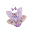 thumbnail image 1 of Bagilaanoe Newborn Summer Outfits Baby Girl Rompers Dress Flower Embroidery Fly Sleeve Bodysuits + Hairband 3M 6M 12M 18M 24M Infant Patchwork A-line Dresses, 1 of 9