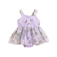thumbnail image 1 of Bagilaanoe Newborn Summer Outfits Baby Girl Rompers Dress Flower Embroidery Sleeveless Bodysuits 3M 6M 9M 12M 18M Infant Patchwork A-line Dresses, 1 of 9