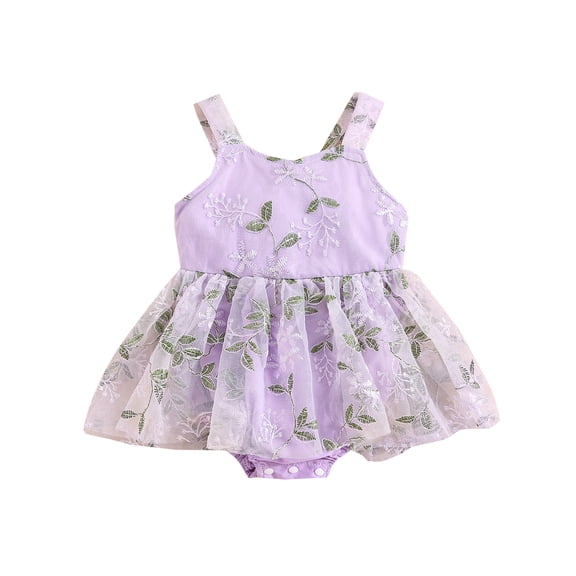 Bagilaanoe Newborn Summer Outfits Baby Girl Rompers Dress Flower Embroidery Sleeveless Bodysuits 3M 6M 9M 12M 18M Infant Patchwork A-line Dresses