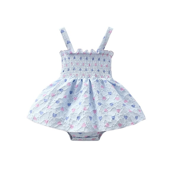 Bagilaanoe Newborn Summer Outfits Baby Girl Rompers Dress Heart Print Sleeveless Bodysuits 3M 6M 9M 12M 18M Infant Patchwork A-line Dresses