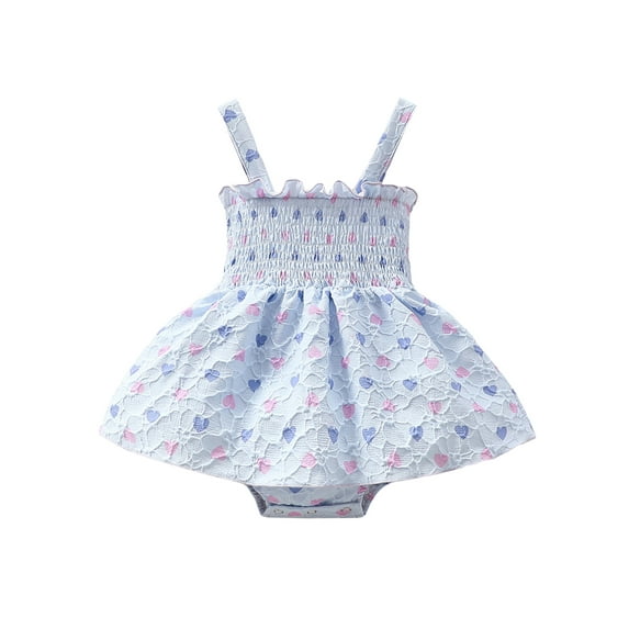 Bagilaanoe Newborn Summer Outfits Baby Girl Rompers Dress Heart Print Sleeveless Bodysuits 3M 6M 9M 12M 18M Infant Patchwork A-line Dresses