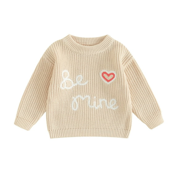Bagilaanoe Newborn Valentine's Day Clothes Baby Girl Boy Knitted Sweater Long Sleeve Heart Embroidery Pullover 3M 6M 9M 12M 18M 24M Infant Warm Jumpers Tops Fall Loose Knitwear