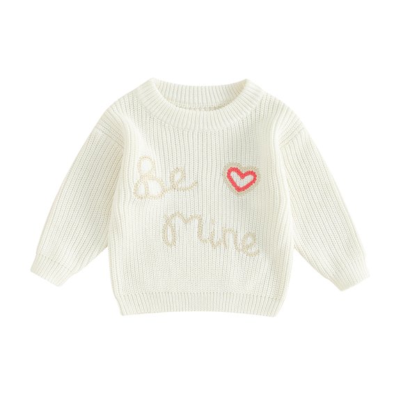 Bagilaanoe Newborn Valentine's Day Clothes Baby Girl Boy Knitted Sweater Long Sleeve Heart Embroidery Pullover 3M 6M 9M 12M 18M 24M Infant Warm Jumpers Tops Fall Loose Knitwear