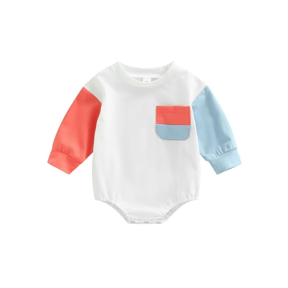Bagilaanoe Nweborn Baby Girls Boys Romper Tops 6M 12M 18M 24M Long Sleeve Patchwork T Shirt Casual Bodysuit