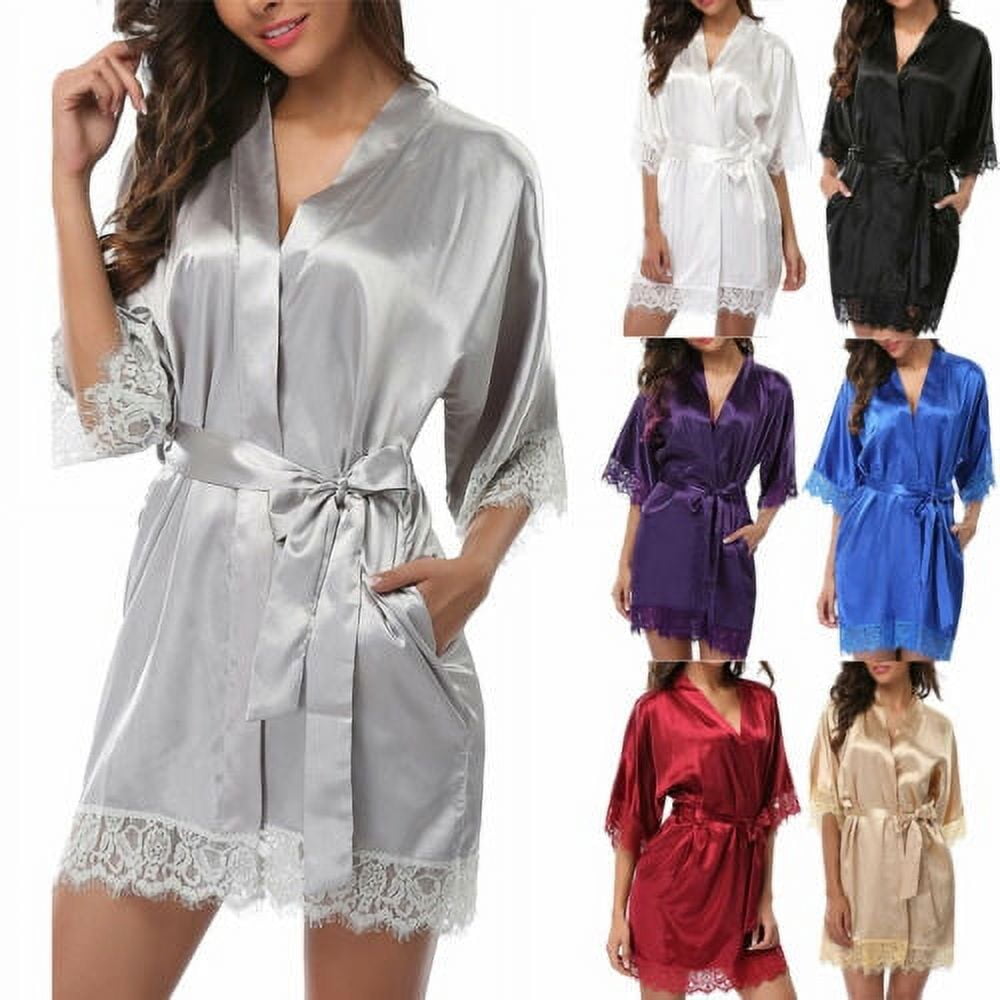 Bagilaanoe Silk Satin Kimono Robe Dressing Gown Wedding Bridesmaid ...