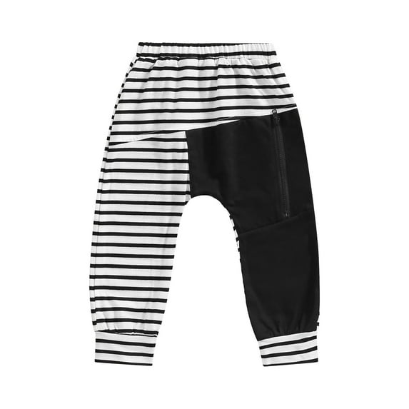 Bagilaanoe Toddler Baby Boy Casual Pants Striped Patchwork ZElastic Waist Trousers 1T 2T 3T 4T 5T Kids Sportpants