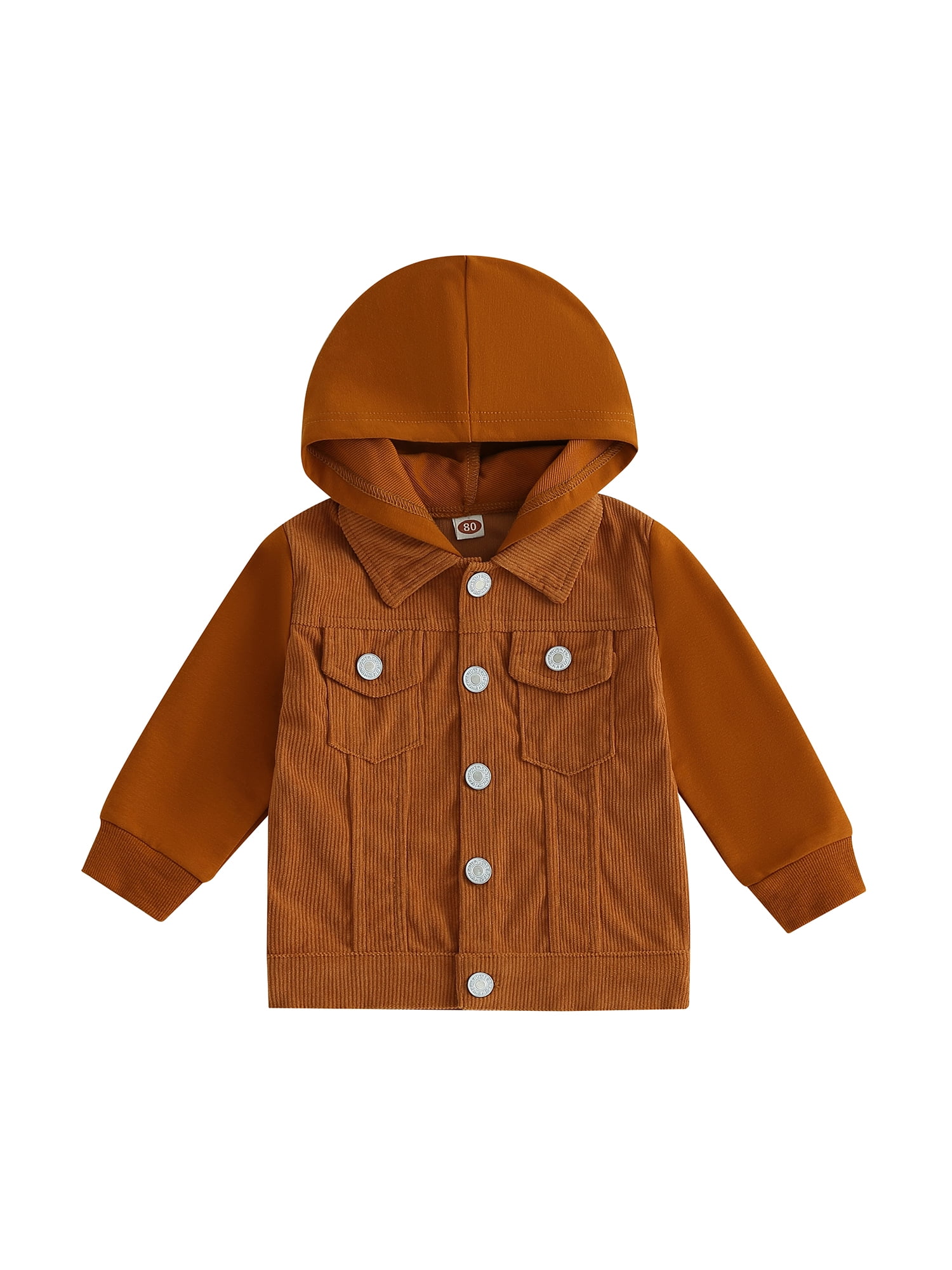 Shacket Infant Bagilaanoe Toddler Baby Boy Corduroy Hooded Jacket Contrast Color Long ...