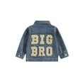 thumbnail image 1 of Bagilaanoe Toddler Baby Boy Denim Jacket Letter Embroidery Long Sleeve Single-Breasted Shacket Coat with Pockets 12M 18M 24M 3T 4T 5T Kids Casual Outwear, 1 of 9