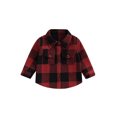 thumbnail image 1 of Bagilaanoe Toddler Baby Boy Flannel Shirts Jacket Plaid Long Sleeve Single-Breasted Shacket with Pockets 6M 12M 18M 24 3T Kids Fall Casual Outwear, 1 of 8