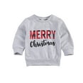 thumbnail image 1 of Bagilaanoe Toddler Baby Boy Girl Christmas Sweatshirt Letter Print Long Sleeve Pullover  6M 12M 18M 24M 3T 4T 5T 6T Kids Loose Tee Tops, 1 of 8