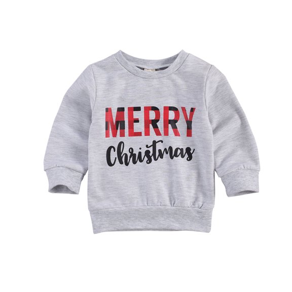 Bagilaanoe Toddler Baby Boy Girl Christmas Sweatshirt Letter Print Long Sleeve Pullover  6M 12M 18M 24M 3T 4T 5T 6T Kids Loose Tee Tops