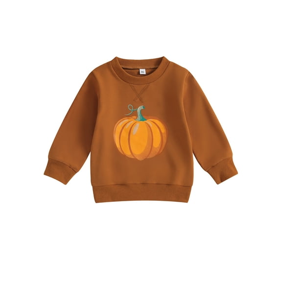 Bagilaanoe Toddler Baby Boy Girl Halloween Sweatshirt Long Sleeve Pumpkin Print Pullover 12M 24M 3T 4T 5T 6T Kids Fall Loose Tee Tops
