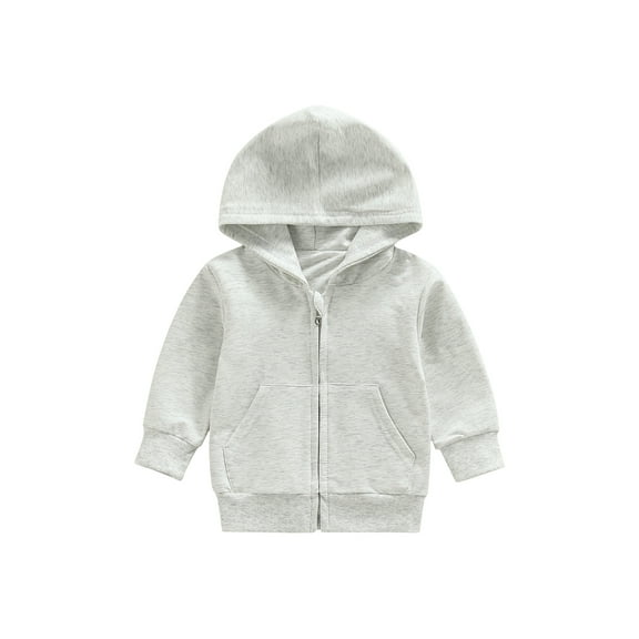 Bagilaanoe Toddler Baby Boy Girl Jacket Long Sleeve Zipper Hooded Sweatshirt with Pockets 12M 18M 24M 3T 4T 5T Kids Casual Outwear