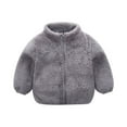 thumbnail image 1 of Bagilaanoe Toddler Baby Boy Girl Plush Coat Long Sleeve Zipper Thick Warm Jacket 12M 18M 24M 3T 4T 5T Kids Fall Winter Casual Outwear, 1 of 4