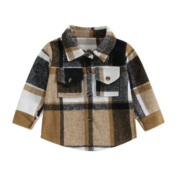 Bagilaanoe Toddler Baby Boy Girl Print Jacket Long Sleeve Single-Breasted Shirt Shacket 6M 12M 18M 24M 3T 4T Kids Fall Casual Outwear