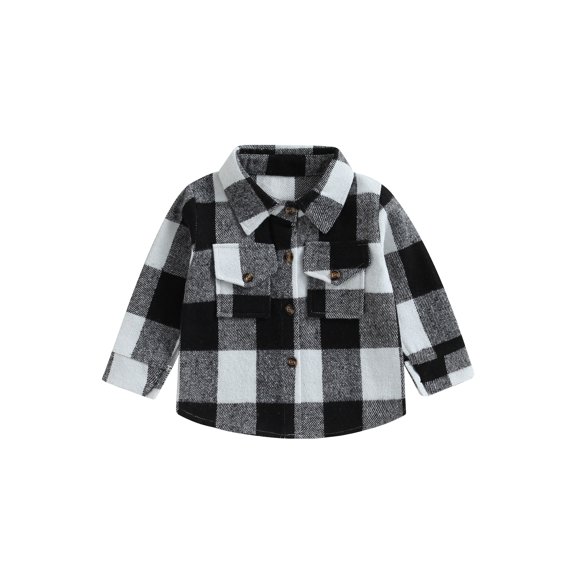 Bagilaanoe Toddler Baby Boy Girl Shirt Jacket Plaid Long Sleeve Single-Breasted Shacket with Pockets 3T 4T 5T 6T Kids Fall Casual Outwear