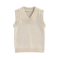 thumbnail image 1 of Bagilaanoe Toddler Baby Boy Girl Sweater Vest Sleeveless V-neck Solid Knit Tops 6M 12M 18M 24M 3T 4T 5T Kids Fall Winter Clothes, 1 of 8