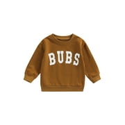 Bagilaanoe Toddler Baby Boy Girl Sweatshirt Casual Letter Printed Neck Sleeve Pullover 1T 2T 3T 4T 5T 6T Kids Fall Tops Streetwear