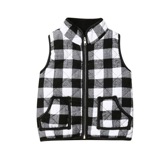 Bagilaanoe Toddler Baby Boy Girl Vest Jacket Plaid Sleeveless Zipper Up Shacket Coat with Pockets 1T 2T 3T 4T 5T 6T Kids Fall Casual Outwear