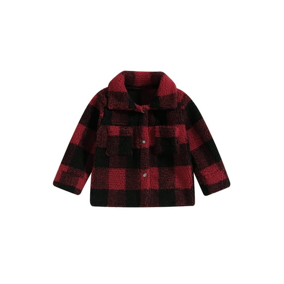 Bagilaanoe Toddler Baby Boy Girl Winter Coat Plaid Long Sleeve Fuzzy Jacket 1T 2T 3T 4T 5T 6T Kids Fall Warm Outwear