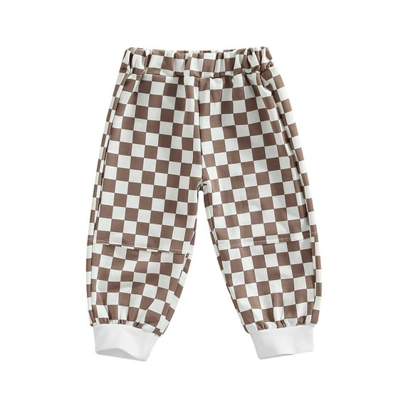 Bagilaanoe Toddler Baby Boy Girls Casual Pants Plaid Elastic Waist Trousers 1T 2T 3T 4T 5T Daily Sweatpants Streetwear
