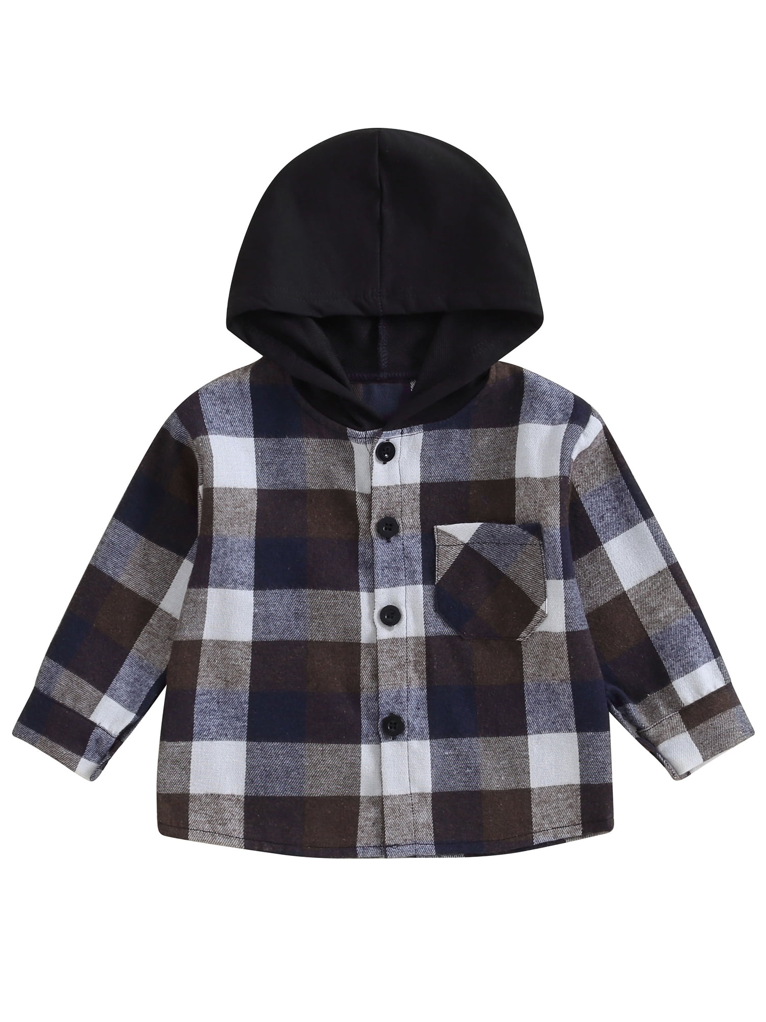 New Toddler Baby Boy Autumn Hooded Jacket In Black Color With Fleece Neck Stuff Design RXOT2105 main image 0