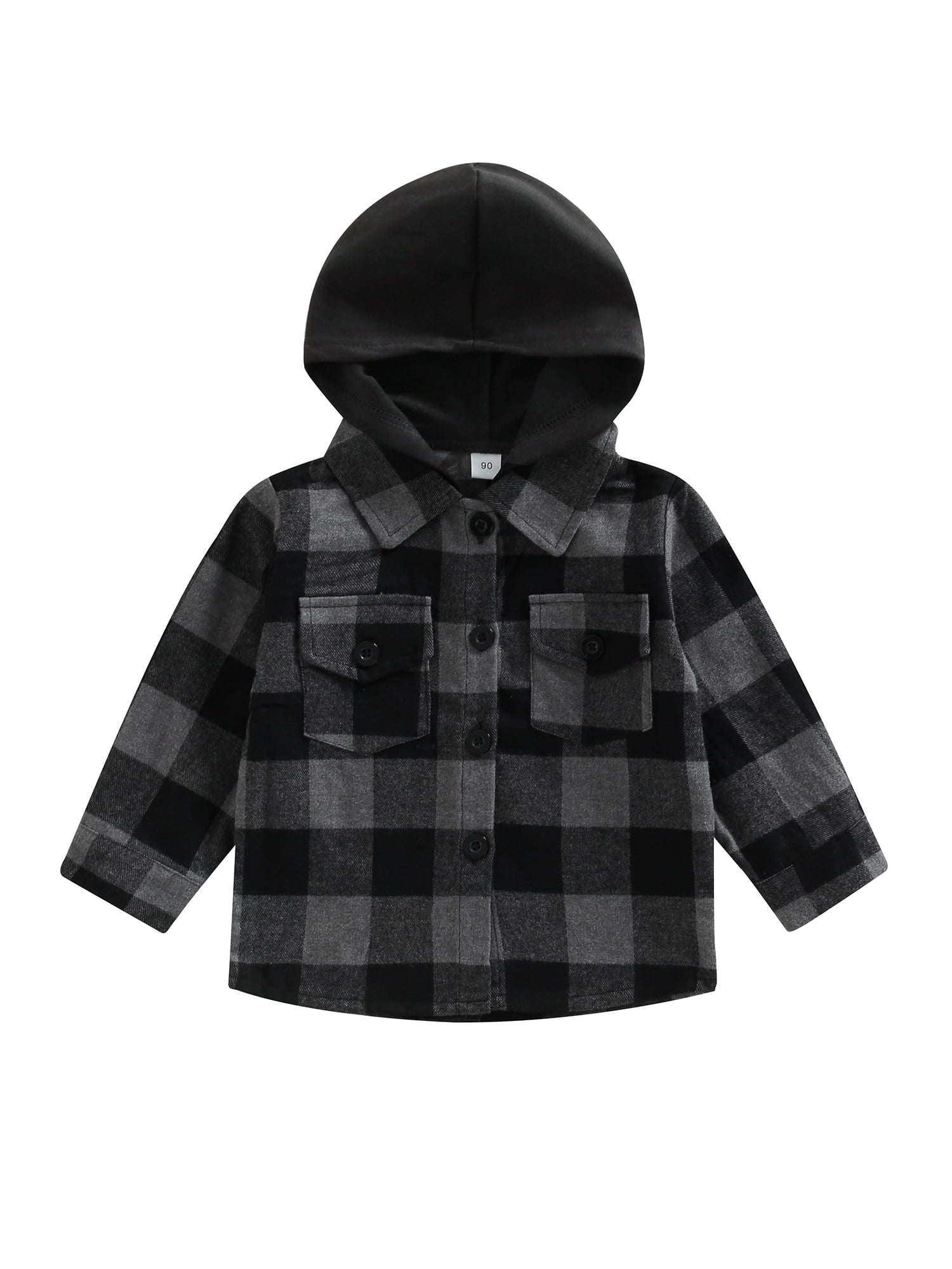 Bagilaanoe Toddler Baby Boy Hooded Jacket Plaid Long Sleeve Single ...