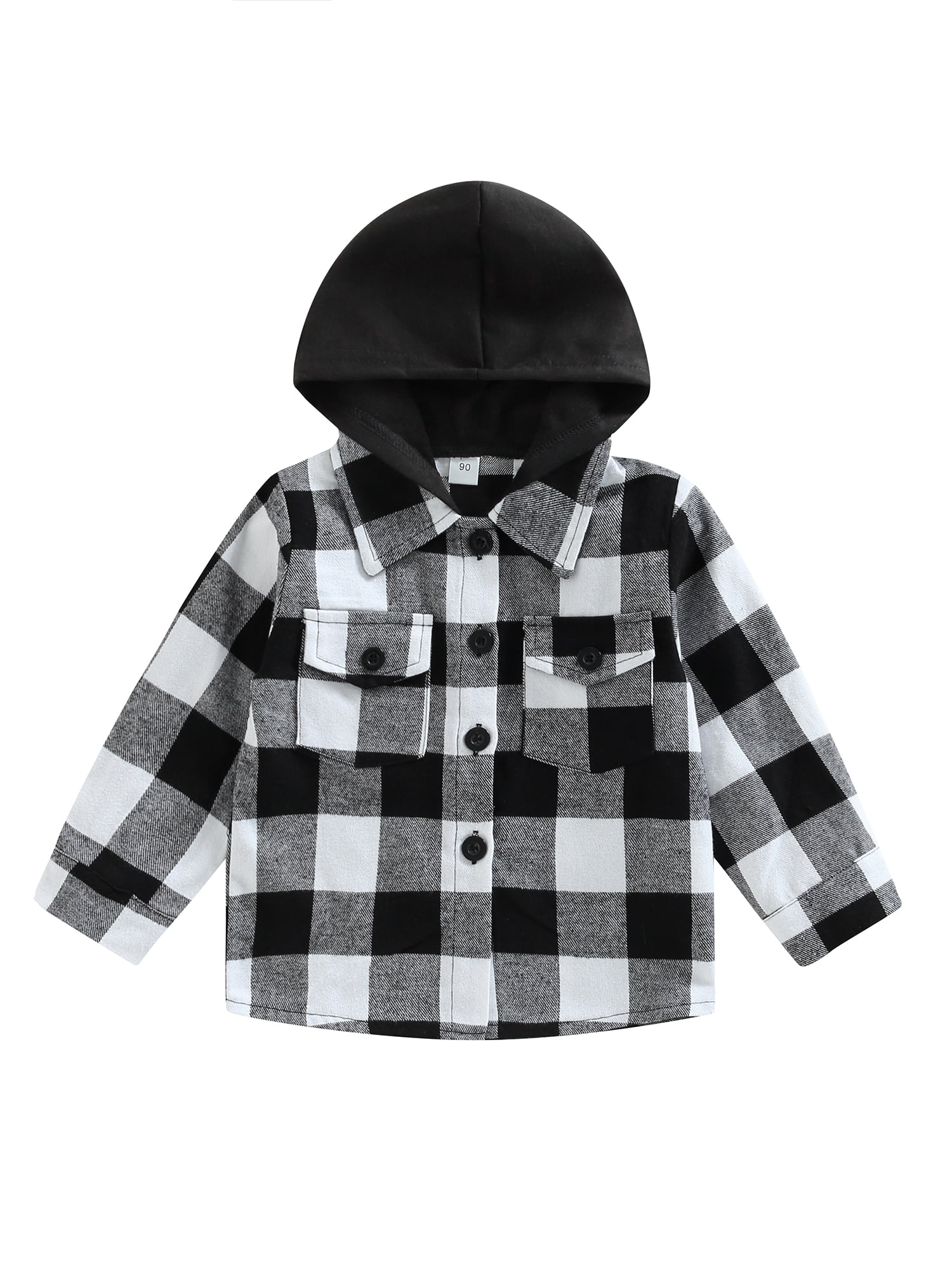 Shacket Infant Bagilaanoe Toddler Baby Boy Hooded Jacket Plaid Long Sleeve Single ...