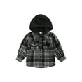 thumbnail image 1 of Bagilaanoe Toddler Baby Boy Hooded Jacket Plaid Long Sleeve Single-Breasted Shacket Coat with Pockets 1T 2T 3T 4T 5T 6T Kids Fall Casual Outwear, 1 of 8