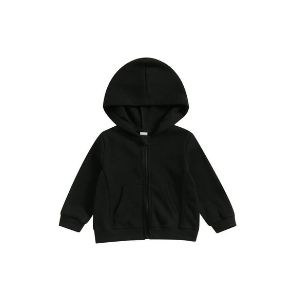 Bagilaanoe Toddler Baby Boy Hooded Jacket Solid Long Sleeve Zip-up Sweatshirt 12M 18M 24M 3T 4T 5T Kids Fall Casual Outwear