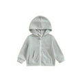 thumbnail image 1 of Bagilaanoe Toddler Baby Boy Hooded Jacket Solid Long Sleeve Zip-up Sweatshirt 12M 18M 24M 3T 4T 5T Kids Fall Casual Outwear, 1 of 8