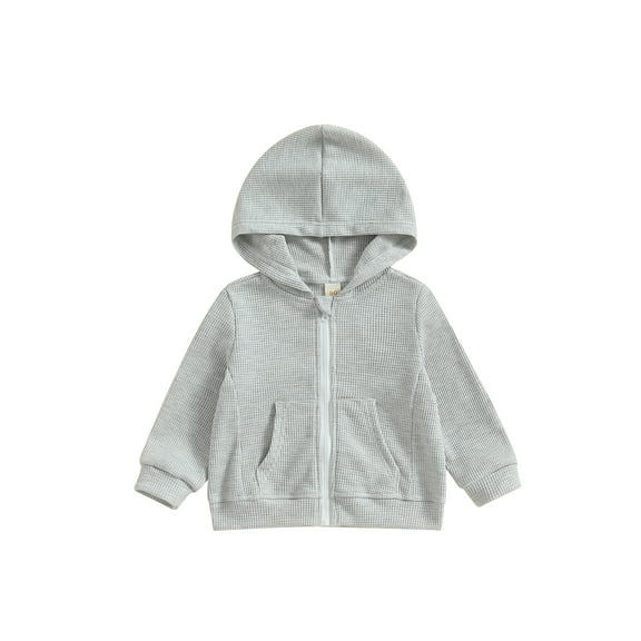 Bagilaanoe Toddler Baby Boy Hooded Jacket Solid Long Sleeve Zip-up Sweatshirt 12M 18M 24M 3T 4T 5T Kids Fall Casual Outwear