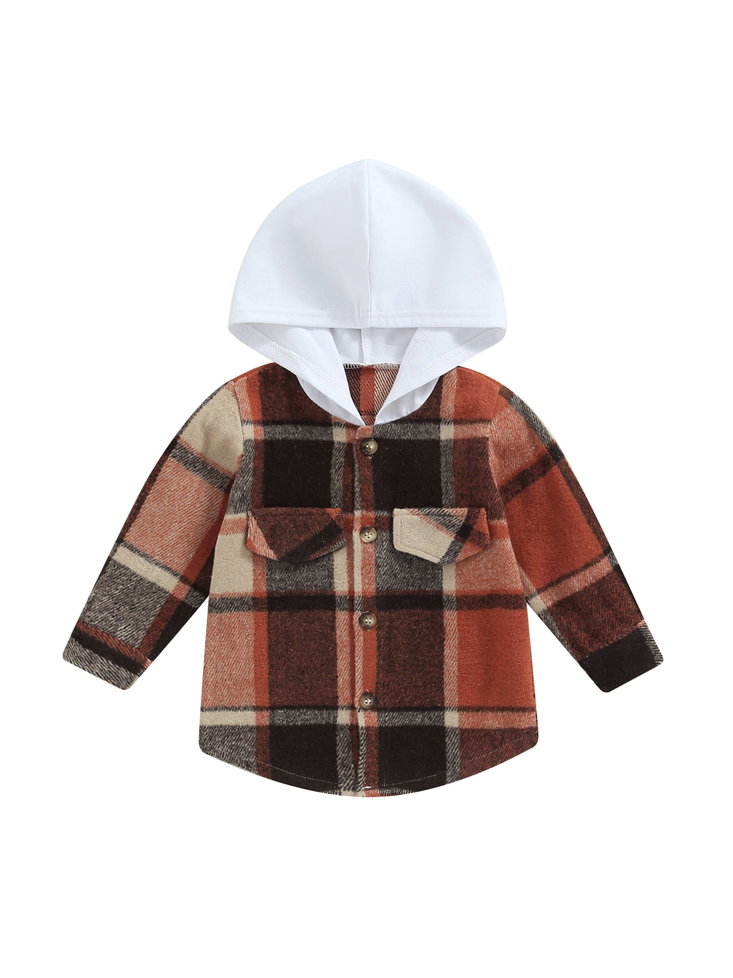 Bagilaanoe Toddler Baby Boy Hooded Shirt Jacket Plaid Long Sleeve ...