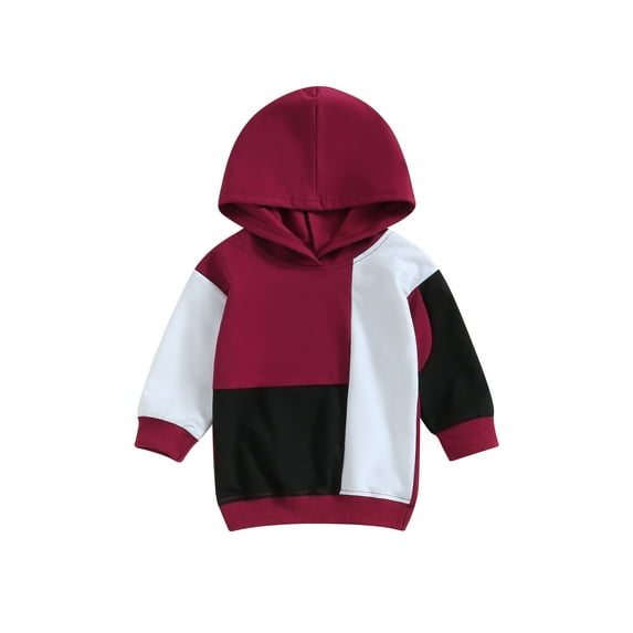 Bagilaanoe Toddler Baby Boy Hoodie Sweatshirt Long Sleeve Contrast Color Pullover 6M 12M 18M 24M 3T 4T Kids Fall Loose Tee Tops