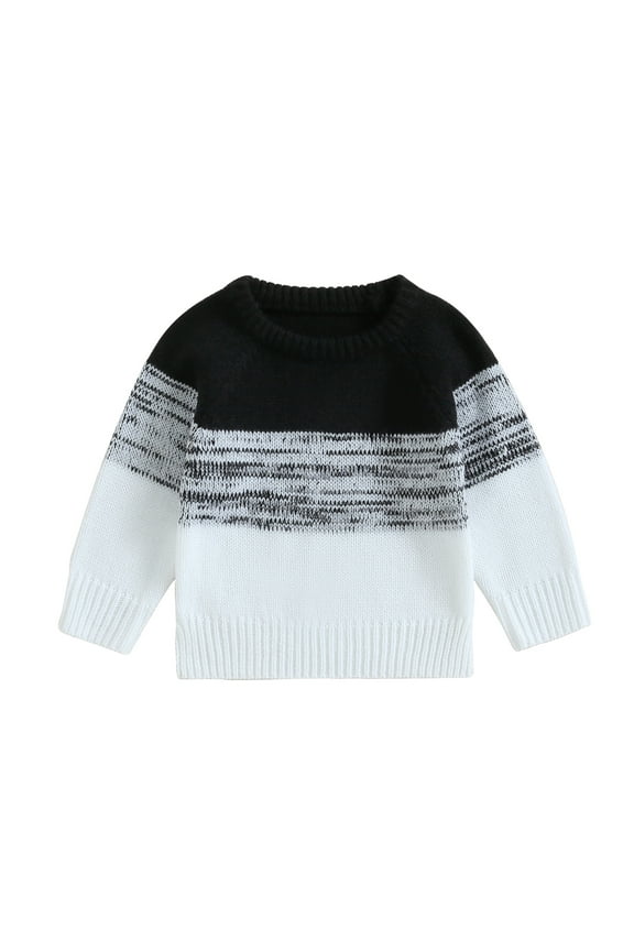 Toddler Baby Boy Knitted Sweater Long Sleeve Contrast Color Pullover 6M 12M 18M 24M 3T 4T Kids Warm Jumpers Tops Fall Loose Knitwear