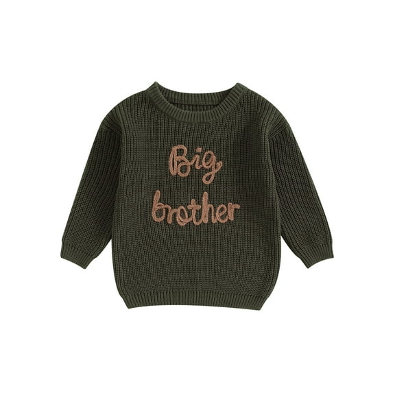 Bagilaanoe Toddler Baby Boy Knitted Sweater Long Sleeve Letter Embroidery Pullover 12M 18M 24M 3T 4T 5T Kids Warm Jumpers Tops Fall Loose Knitwear
