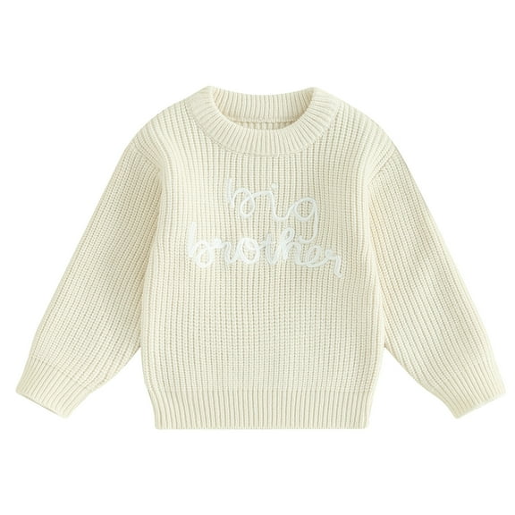 Bagilaanoe Toddler Baby Boy Knitted Sweater Long Sleeve Letter Embroidery Pullover 12M 18M 24M 3T 4T Kids Warm Jumpers Tops Fall Loose Knitwear