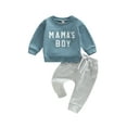 thumbnail image 1 of Bagilaanoe Toddler Baby Boy Long Pants Set Letter Print Long Sleeve Sweatshirt Pullover Tops + Drawstring Sweatpants 6M 12M 18M 24M 3T Kids Casual Sweatsuits, 1 of 8