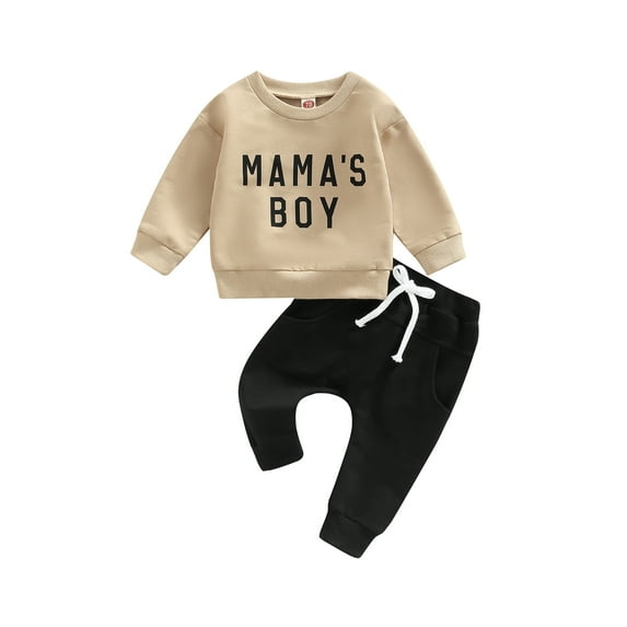 Bagilaanoe Toddler Baby Boy Long Pants Set Letter Print Long Sleeve Sweatshirt Pullover Tops + Drawstring Sweatpants 6M 12M 18M 24M 3T Kids Casual Sweatsuits